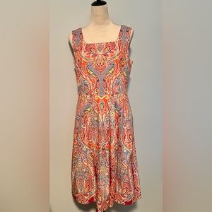 EUC Talbots Paisley Fit & Flare Dress, 8